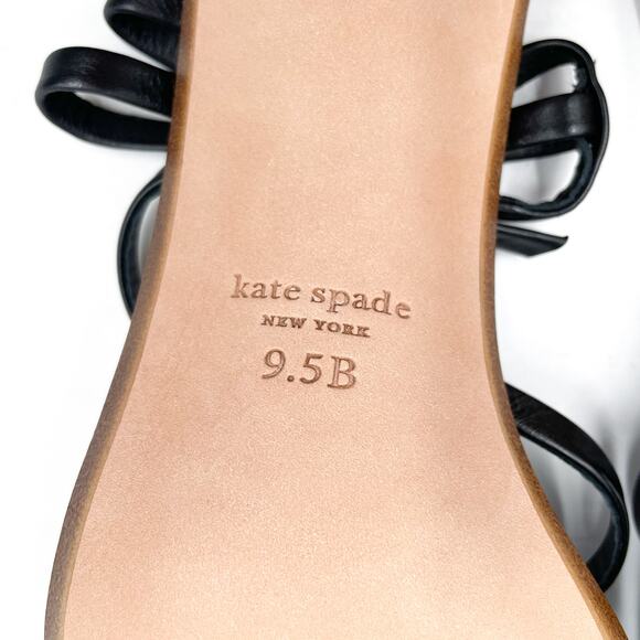 Kate Spade Charmer Sandals Black Leather Heels Square Toe Strappy Sz 9.5 - Picture 10 of 11